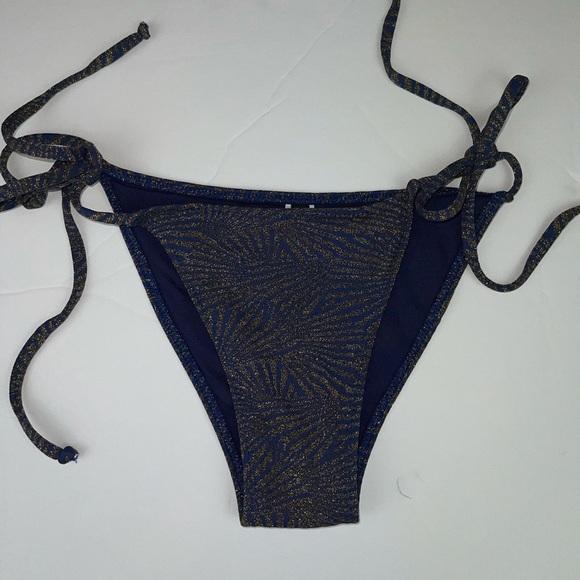 Koral Swim String Bikini Bottoms Blue Gold M - Picture 5 of 11